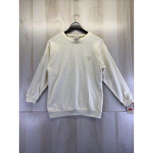 Vintage 1990s Carbon Copies Womens Size L Ivory Embroidered Sweatshirt NWT